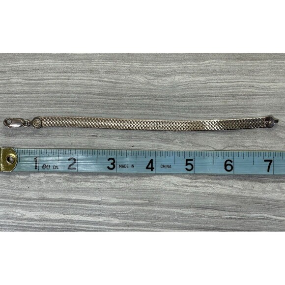 Etched Pattern Design Bracelet Signed Italy Rose/Pink 925 Sterling Silver 7" - Picture 11 of 16